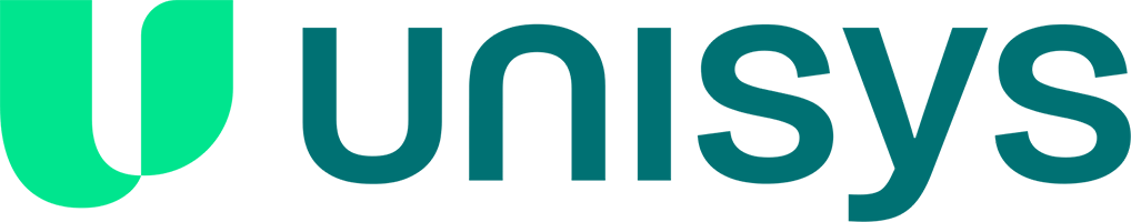 Unisys logo with a green stylized 'U' and 'unisys' wordmark.