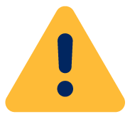 A yellow triangular warning sign with a dark blue exclamation mark in the center.