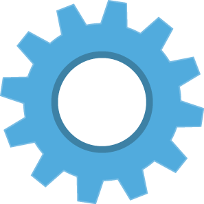 A light blue gear icon, often used to represent settings, mechanics, or options.