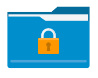 Blue folder with a golden padlock, indicating locked or secure files.
