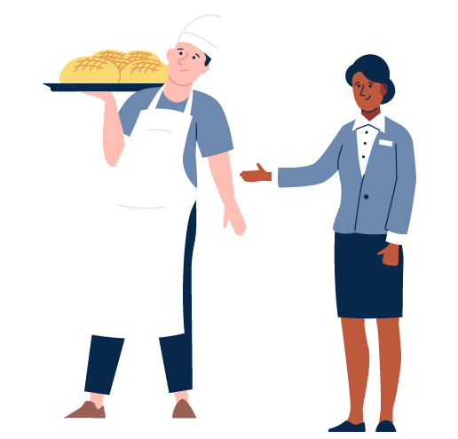Food, Sharing, Gesture, Cartoon, Happy