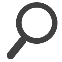 A dark gray magnifying glass icon.