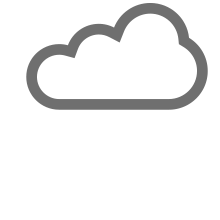 A thick grey outline of a cloud, symbolizing weather or digital storage, against a black background.